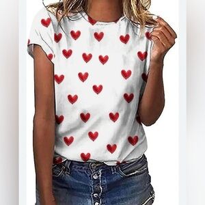 Coral Bay Red Heart Patterned Short sleeve T-Shirt size XL